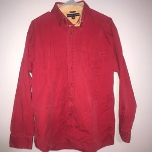 Tommy Hilfiger long sleeve red button down Large